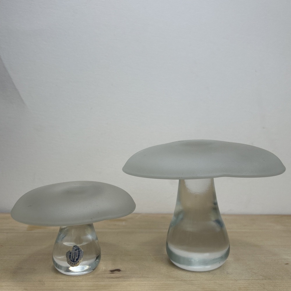 Vintage IFP Maleras Sweden Frosted Glass Dimpled Mushroom Hand Made
